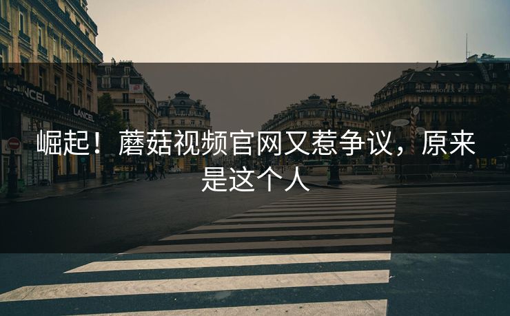 崛起！蘑菇视频官网又惹争议，原来是这个人