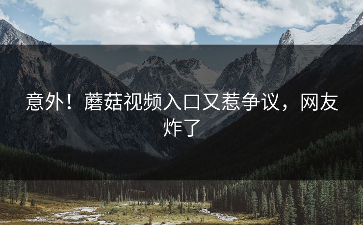 意外！蘑菇视频入口又惹争议，网友炸了