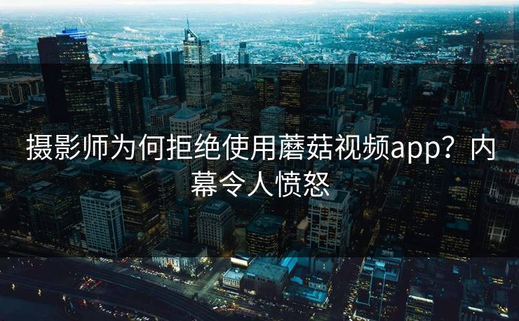 摄影师为何拒绝使用蘑菇视频app？内幕令人愤怒