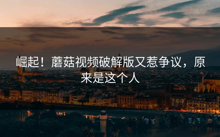 崛起！蘑菇视频破解版又惹争议，原来是这个人