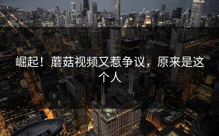崛起！蘑菇视频又惹争议，原来是这个人