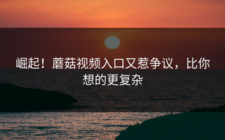 崛起！蘑菇视频入口又惹争议，比你想的更复杂