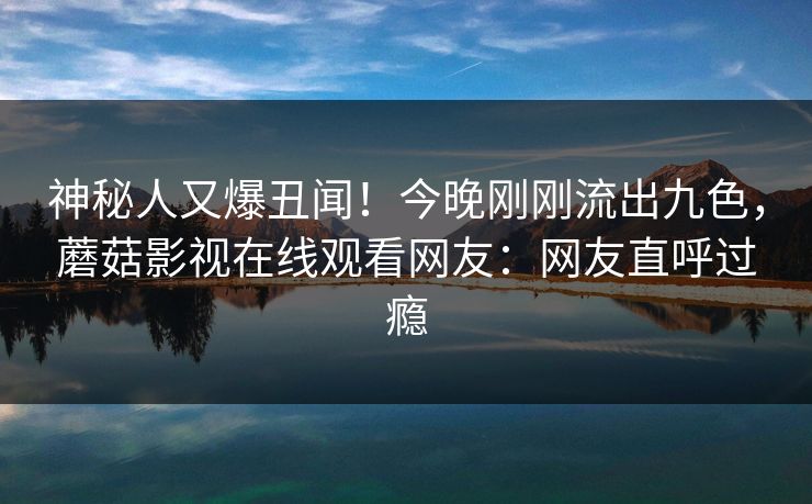 神秘人又爆丑闻！今晚刚刚流出九色，蘑菇影视在线观看网友：网友直呼过瘾