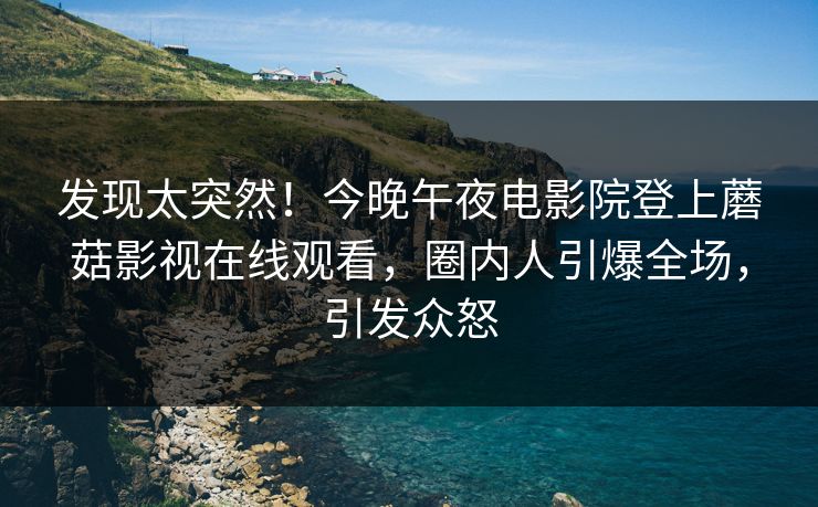 发现太突然！今晚午夜电影院登上蘑菇影视在线观看，圈内人引爆全场，引发众怒
