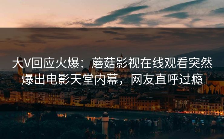 大V回应火爆：蘑菇影视在线观看突然爆出电影天堂内幕，网友直呼过瘾