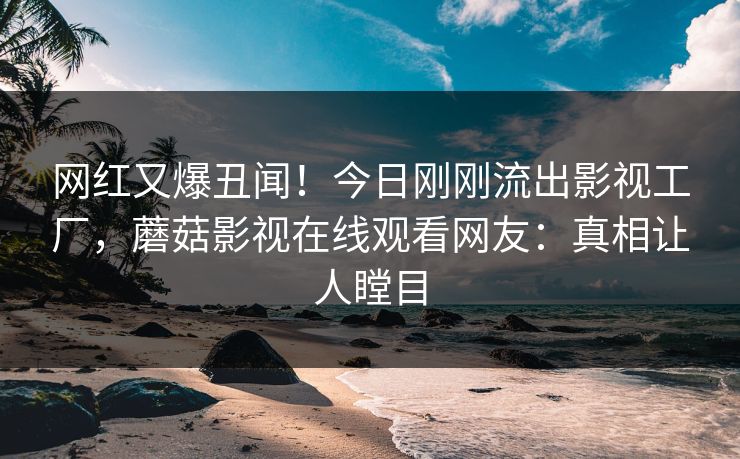 网红又爆丑闻！今日刚刚流出影视工厂，蘑菇影视在线观看网友：真相让人瞠目