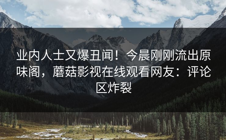 业内人士又爆丑闻！今晨刚刚流出原味阁，蘑菇影视在线观看网友：评论区炸裂