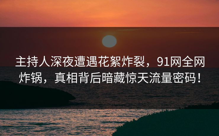 主持人深夜遭遇花絮炸裂，91网全网炸锅，真相背后暗藏惊天流量密码！