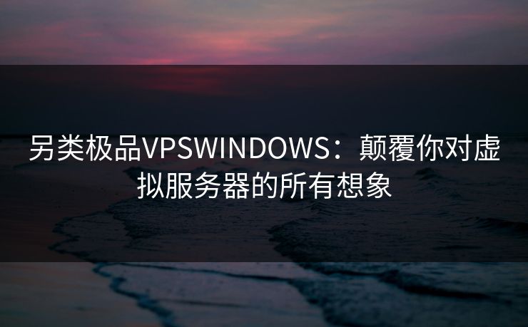 另类极品VPSWINDOWS：颠覆你对虚拟服务器的所有想象