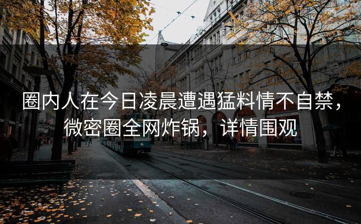 圈内人在今日凌晨遭遇猛料情不自禁，微密圈全网炸锅，详情围观