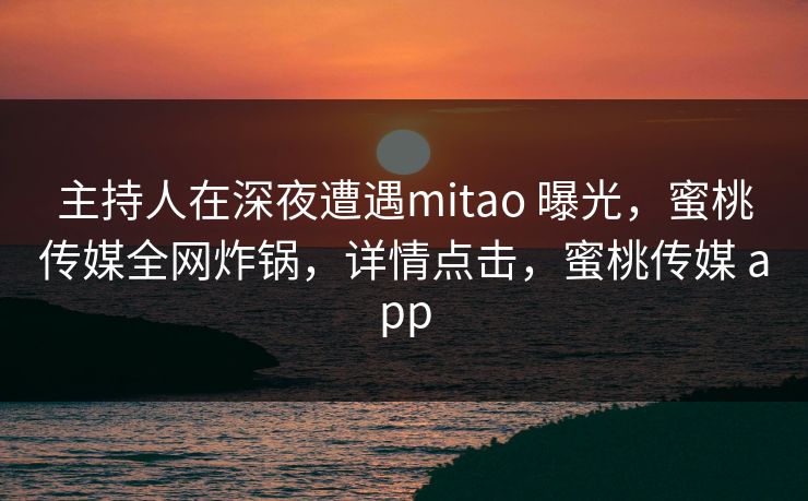 主持人在深夜遭遇mitao 曝光，蜜桃传媒全网炸锅，详情点击，蜜桃传媒 app